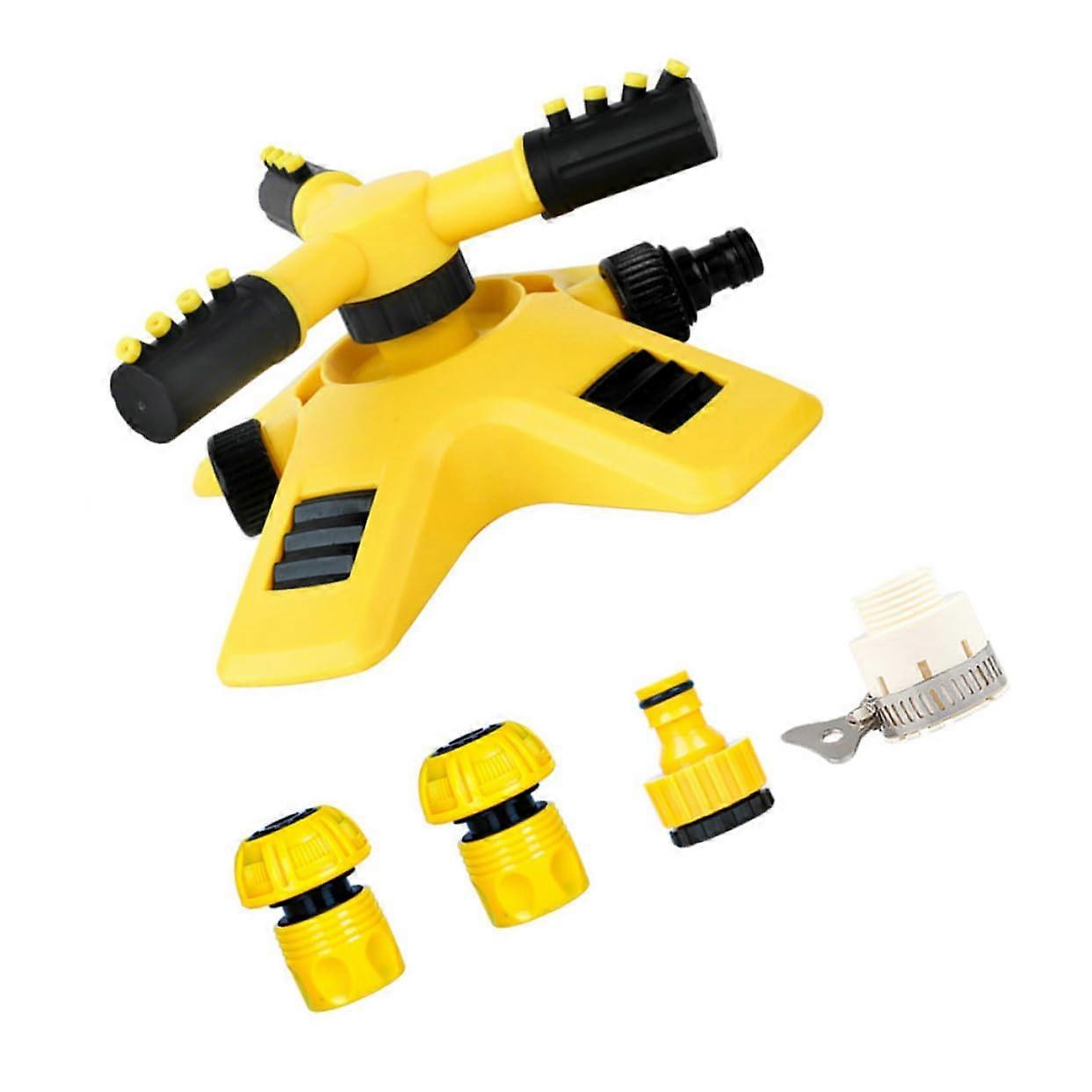 Automatic Rotary Garden Sprinkler with Fitting, Two Spray Settings for Lawn Irrigation on Uneven Ground