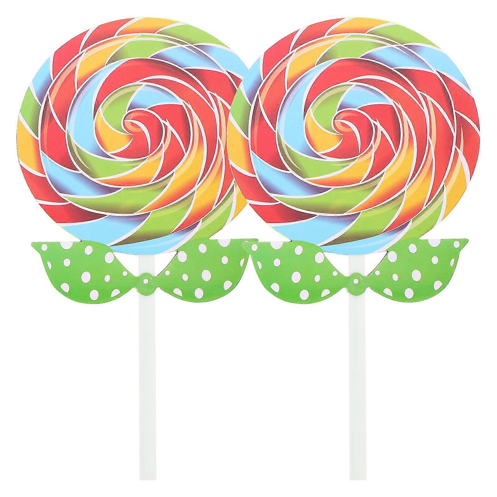 Fake Lollipop Model Large Candy Prop for Decor 2Pcs Plastic and Felt Material