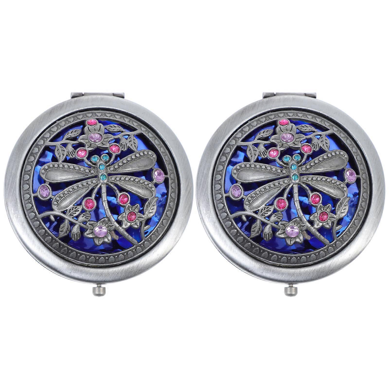 Compact Golden Makeup Mirror for Makeup 2Pcs Portable Small Vanity Mirrors