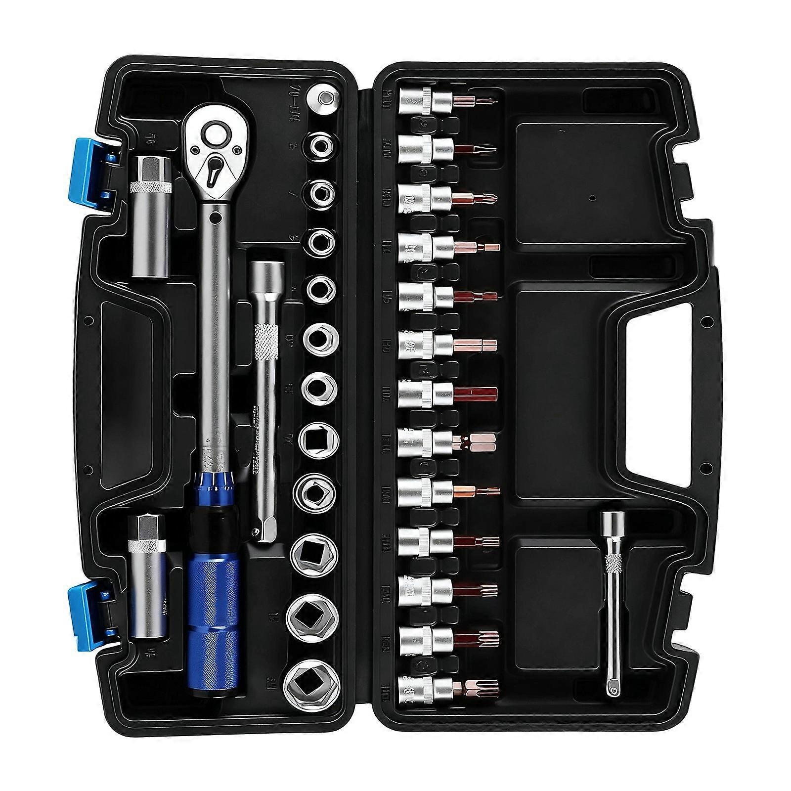 72 Tooth Ratcheting Torque Wrench Kit With Adjustable Torque Setting And Ergonomic Handle For Various Repair Application Multicolor