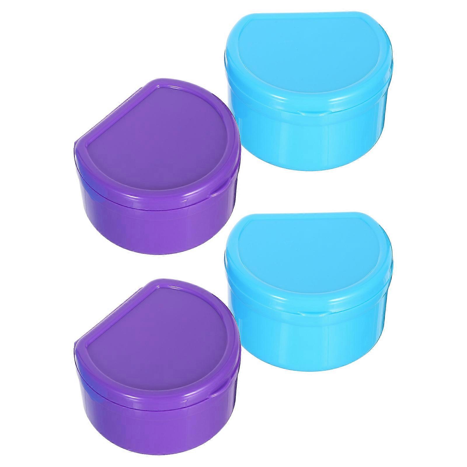 Portable Denture Case Denture Holder with Leak-Proof Design 4Pcs Set