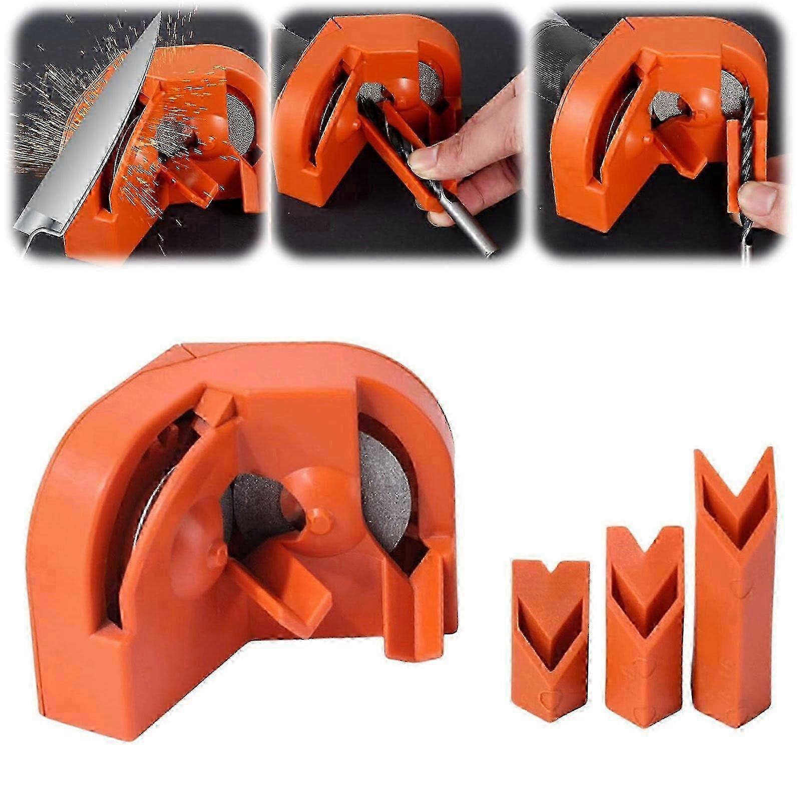 Helenmas Drill Bit Sharpener for All Bits, Compatible with High Speed Steel, Masonry, Carbide, Cobalt & Tin Coated - Orange w