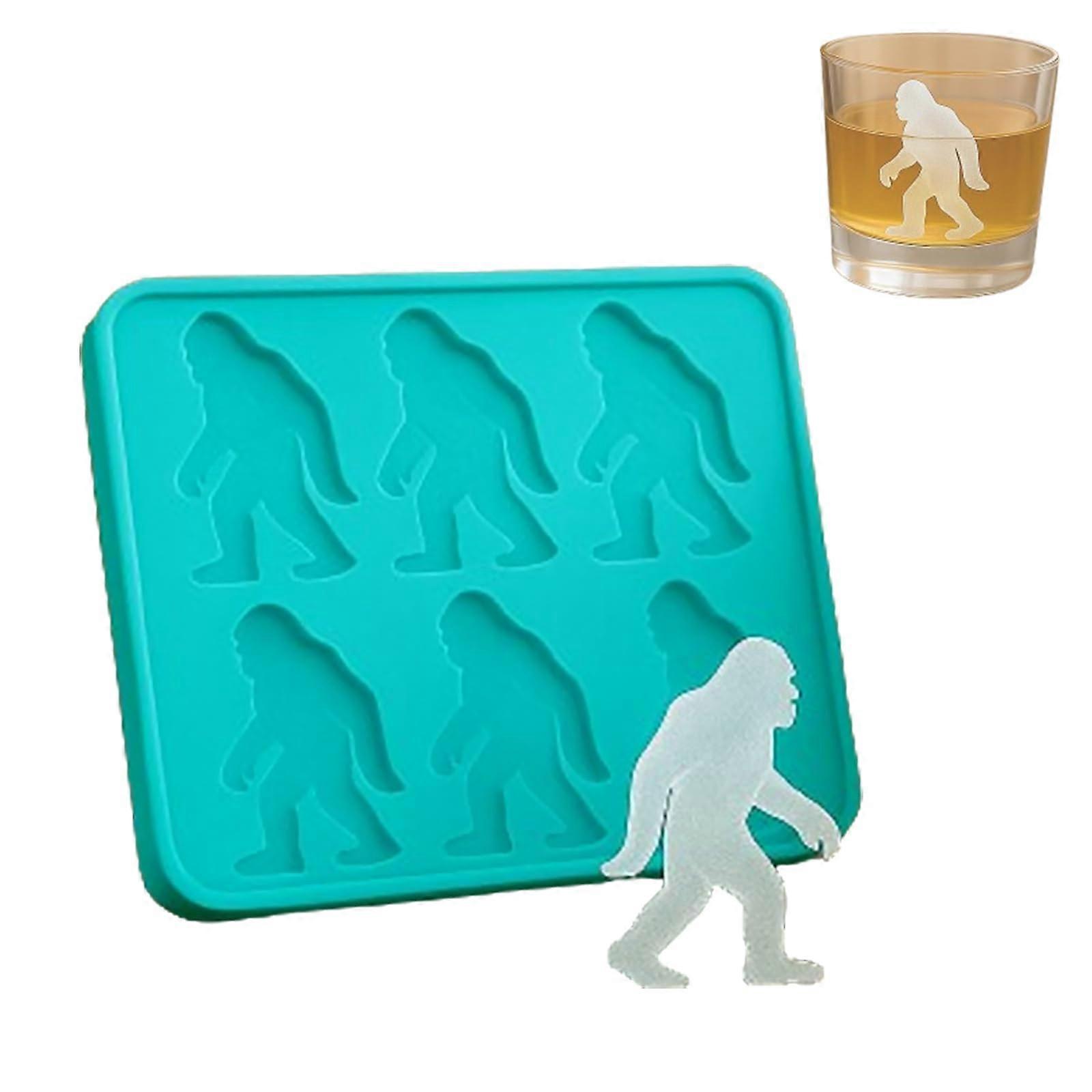 Bigfoot Ice Mold Silicone Sasquatch Ice Cube Tray 6 Cavity Easy Release for Party Drinks Cyan