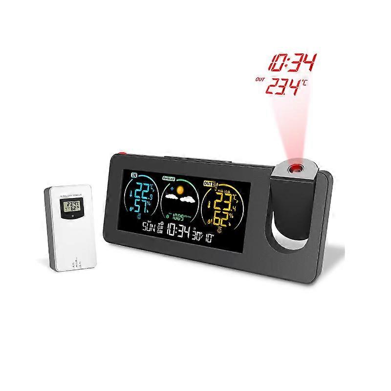 Projection clock WIFI automatic timing weather station indoor and outdoor temperature and humidity atmospheric pressure