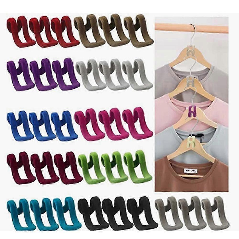 Flocking Hook, 33pcs Non-slip Flocking Hooks Can Save Space, Cascading Hanging Hooks Is Made Of Non-slip Flocking Flocking Hooks For Hanger Has 11 Co