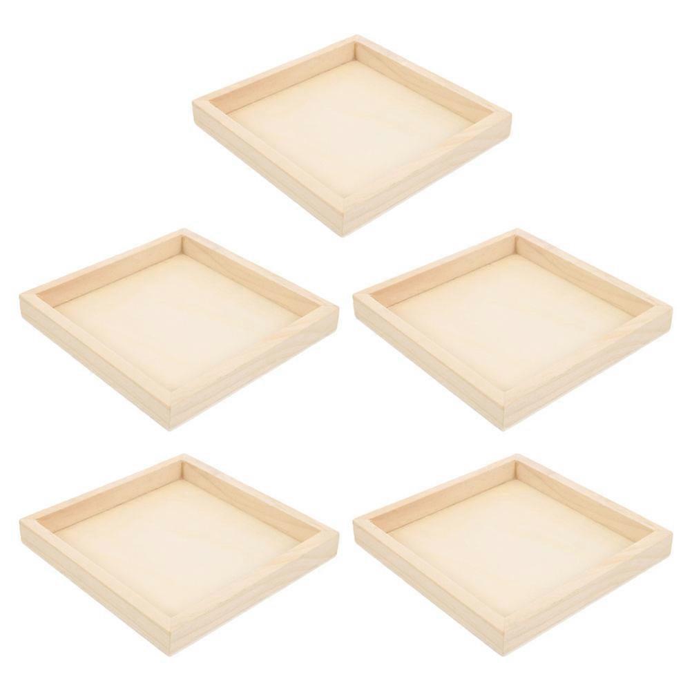 Puzzle Organizer Wooden Trays for 3D Sorting 5Pcs Light Brown