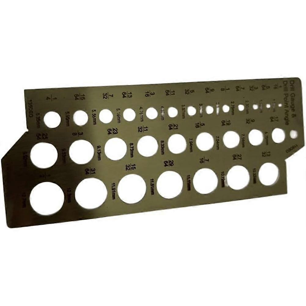 Metal Drill Gauge for Drill Bits Featuring 30 Hole Measurements From 1/16 to 1/2 Inch for Sharpening 135 118 Degree Bits