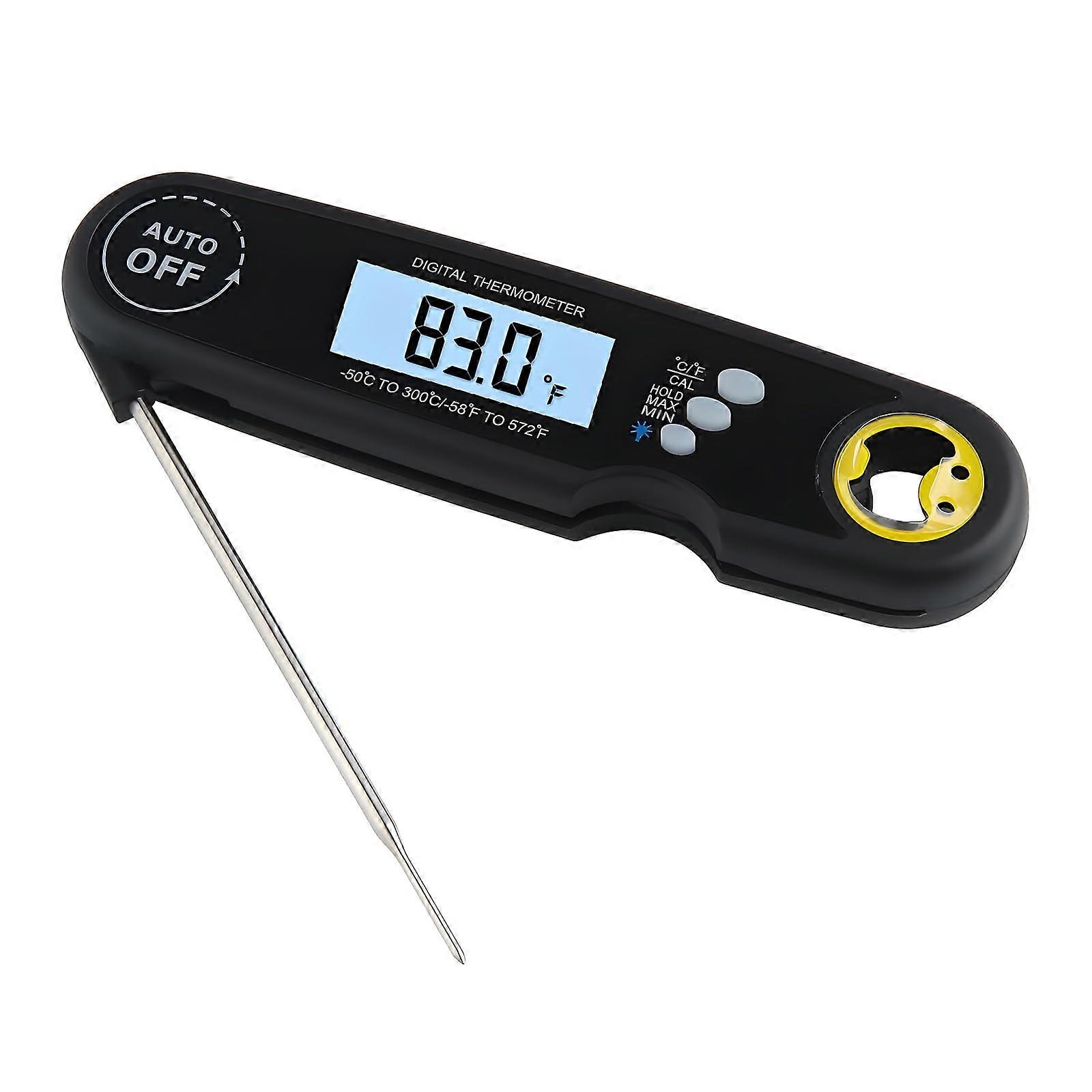 Digital Meat Thermometer Instant Read Waterproof Folding Probe for Cooking Grilling Baking Candy Black