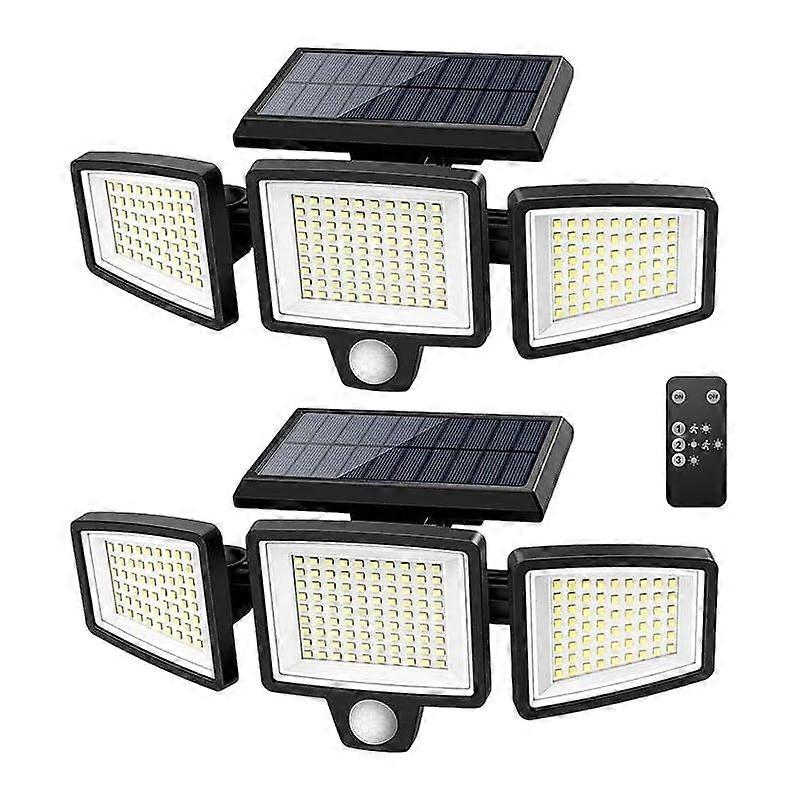 Solar Outdoor Lights with Adjustable Heads, Waterproof LED Garden Lights, Remote Control, 2 Sets