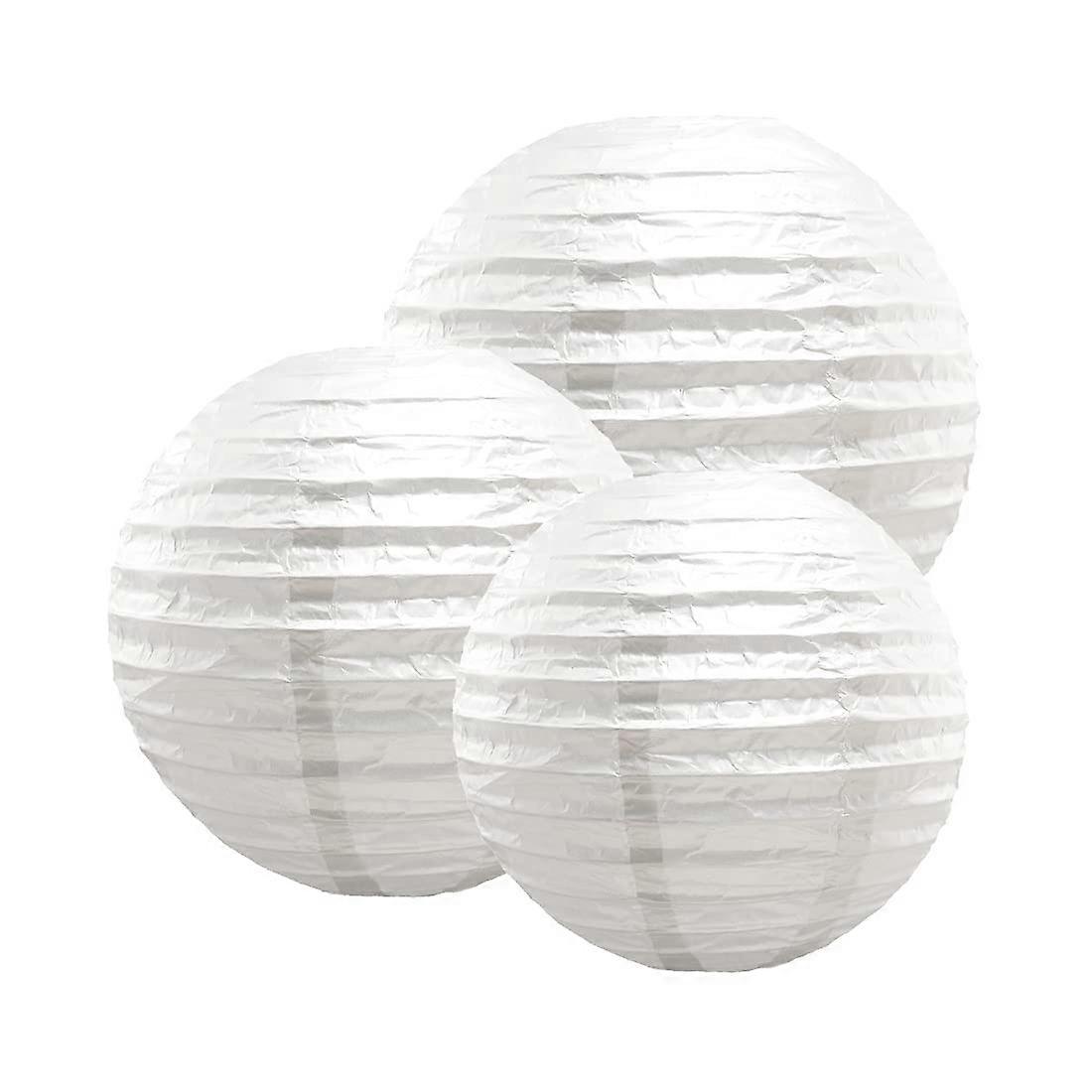 White Paper Lanterns Set of 6 MultiSize Hanging Wedding and Party Decor