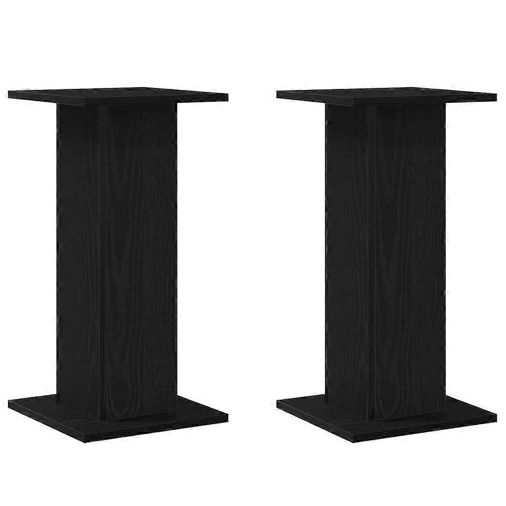 Modern Black Oak Speaker Stand for Home Theater, Durable Wood, SpaceSaving, 30x30x60 cm
