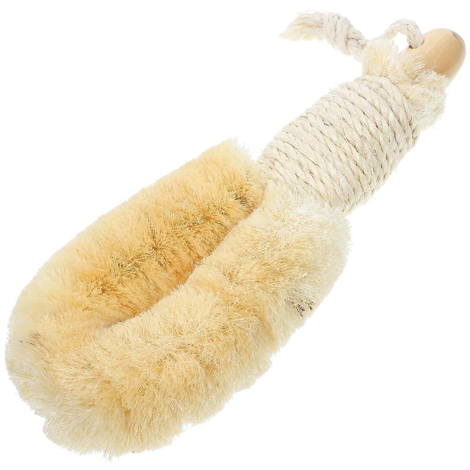 Bath Brush with Wooden Handle for Gentle Skin Exfoliation and Dual Dry Wet Body Cleansing