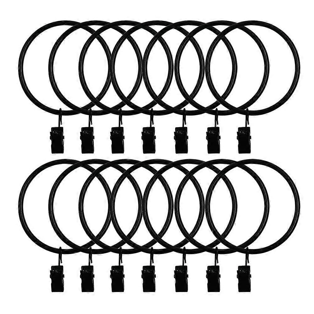 Curtain Rings with Clips 2.5 Inch Black Rustproof Metal for Heavy Drapes Easy Slide Installation