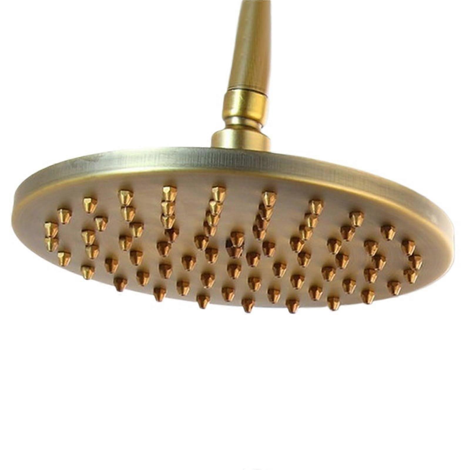 Antique Brass Handheld Rainfall Shower Head 8 Inch Round Solid Brass with Durable Spray Coverage