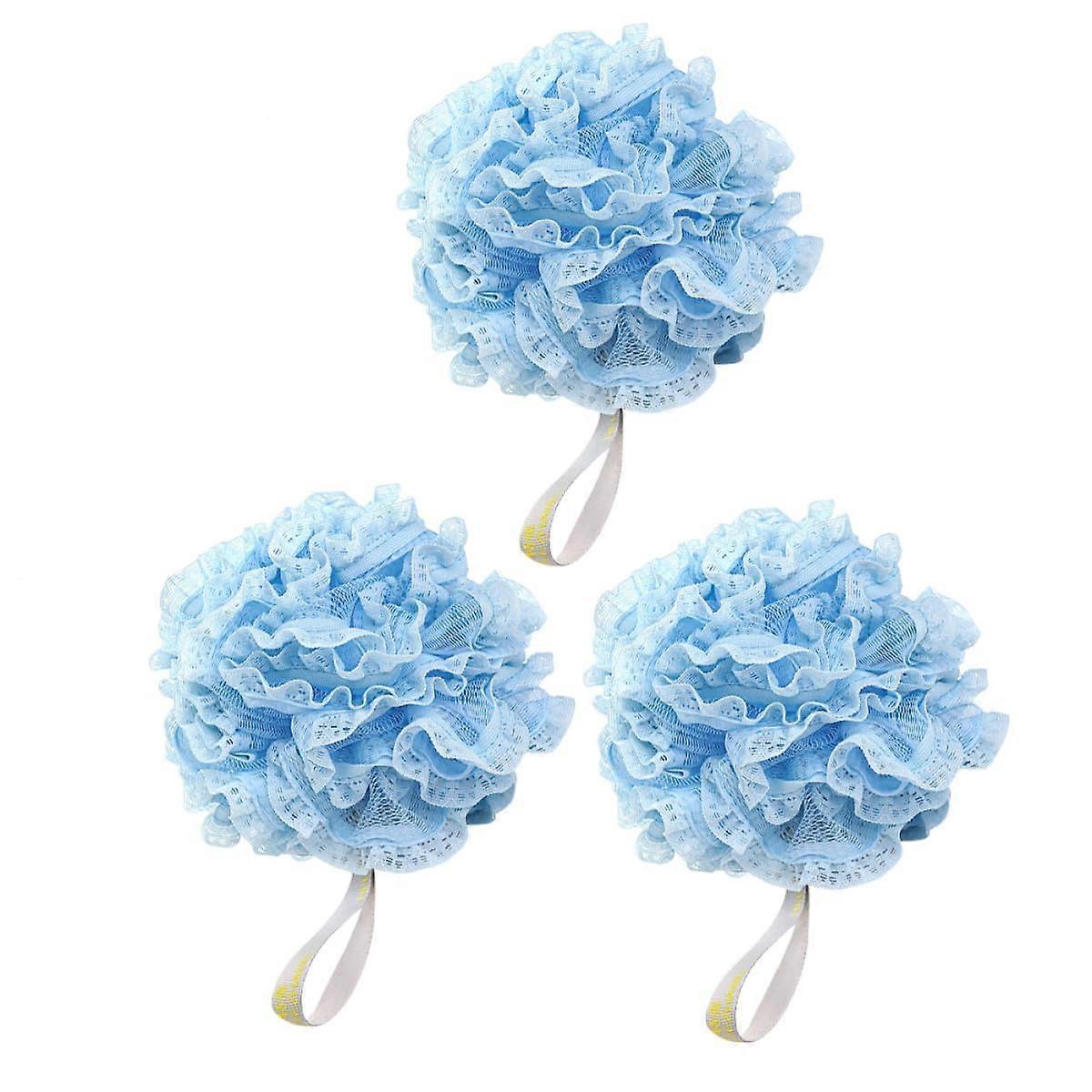 Shower Loofah Set 3 Pack Soft Mesh Bath Sponge Pouf for Gentle Exfoliating and Rich Lather