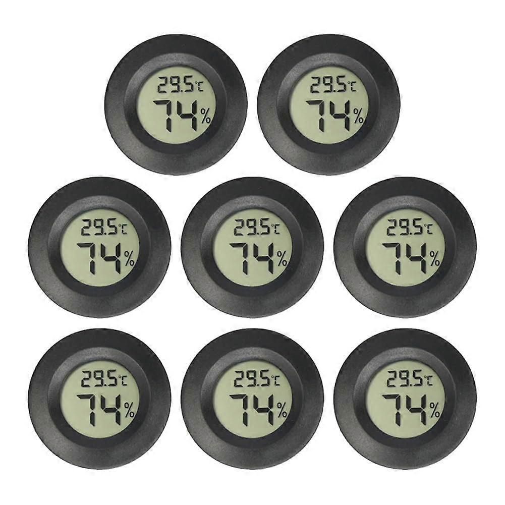 8PCS Mini LCD Digital Thermometer Hygrometer Round Temperature Humidity Gauge for Freezer Wine Cooler Pet Box
