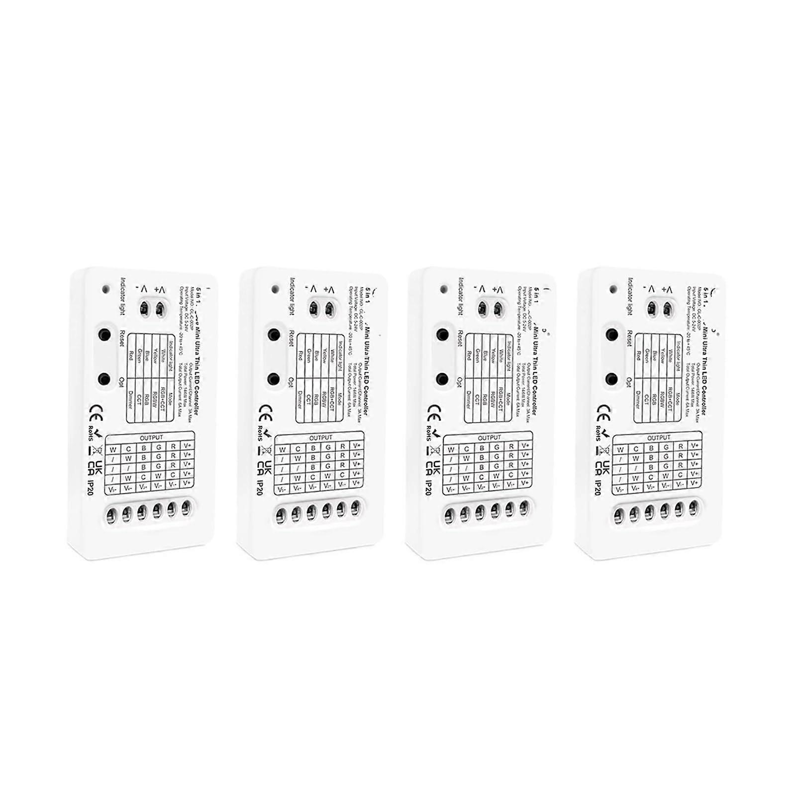 Mini 5in1 RGBW LED Controller DC524V UltraThin Smart App Control 6A Per Channel 4PCS Set