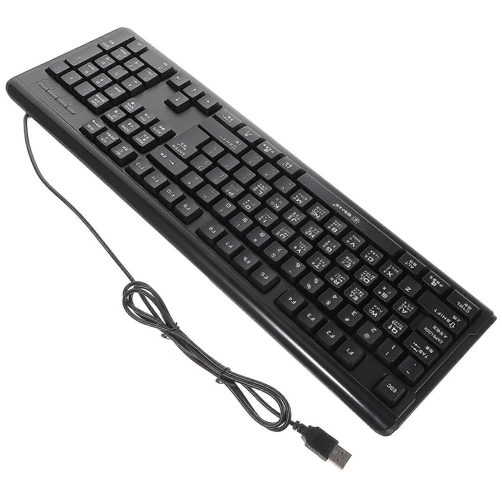 USB Wired Root Keyboard for Gaming Use Black ABS Compact Keyboard