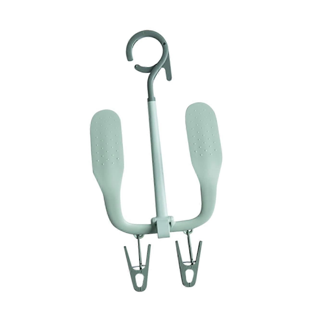 Windproof Rotatable Shoe Drying Rack with Clips, SpaceSaving Hanger to Prevent Deformation  Light Green