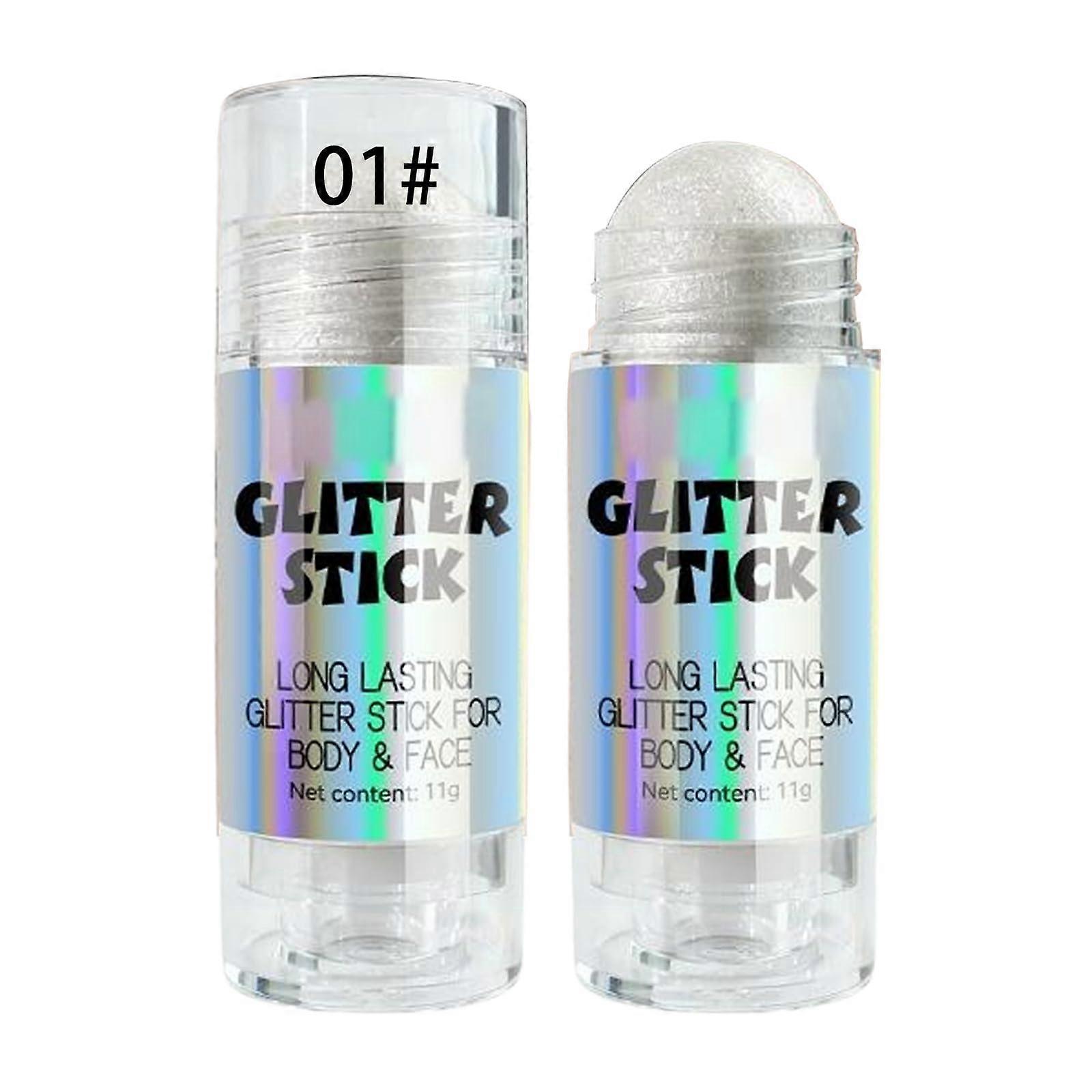 Silver Highlighter Stick for Face and Body, LongLasting Glow Roll On Shimmer Bronzer