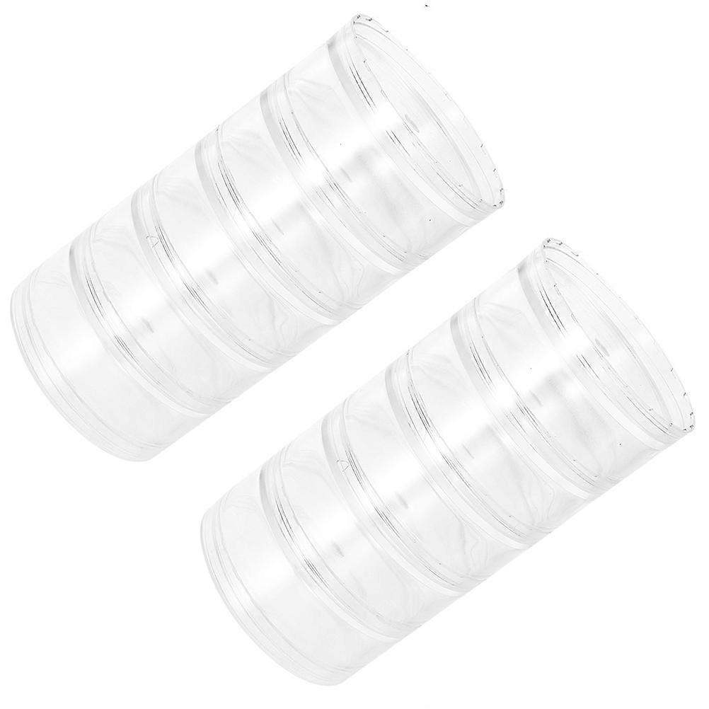 Plastic Storage Box for Jewelry Use 2Pcs Transparent Round Storage Container