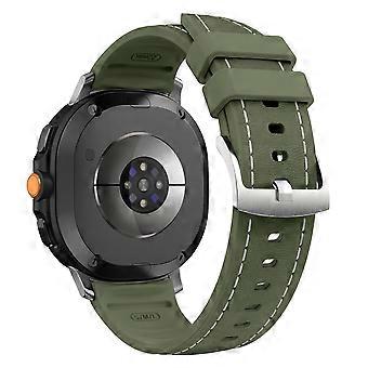 Armband für Samsung Galaxy Watch8 Classic 46 mm / Watch8 44 mm / 40 mm, genähtes Leder, beschichtetes Silikon