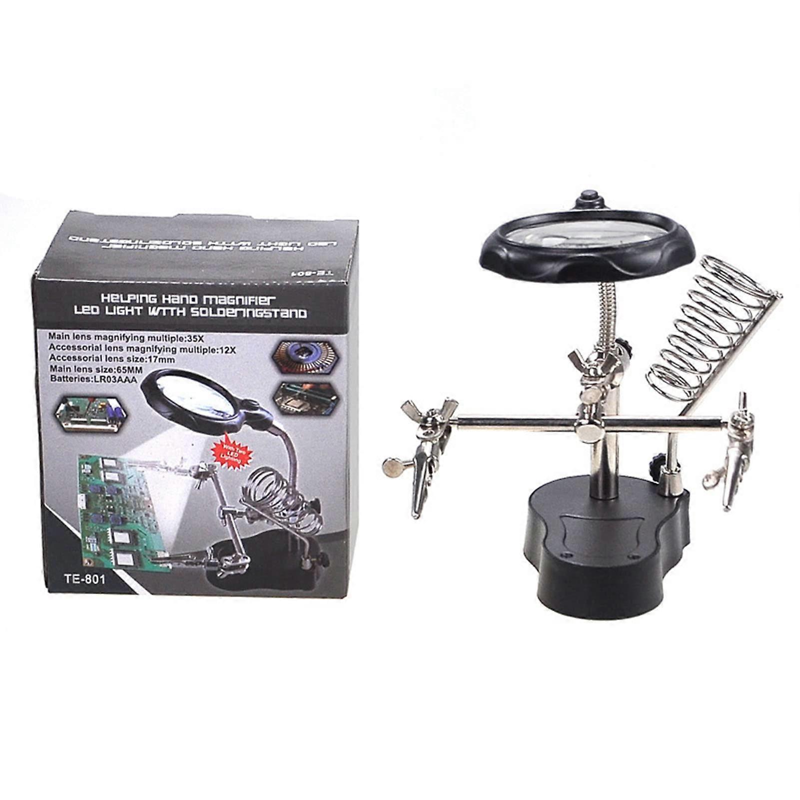 Magnifying Soldering Station with LED Light, 3Lens Bench Magnifier for Electronics
