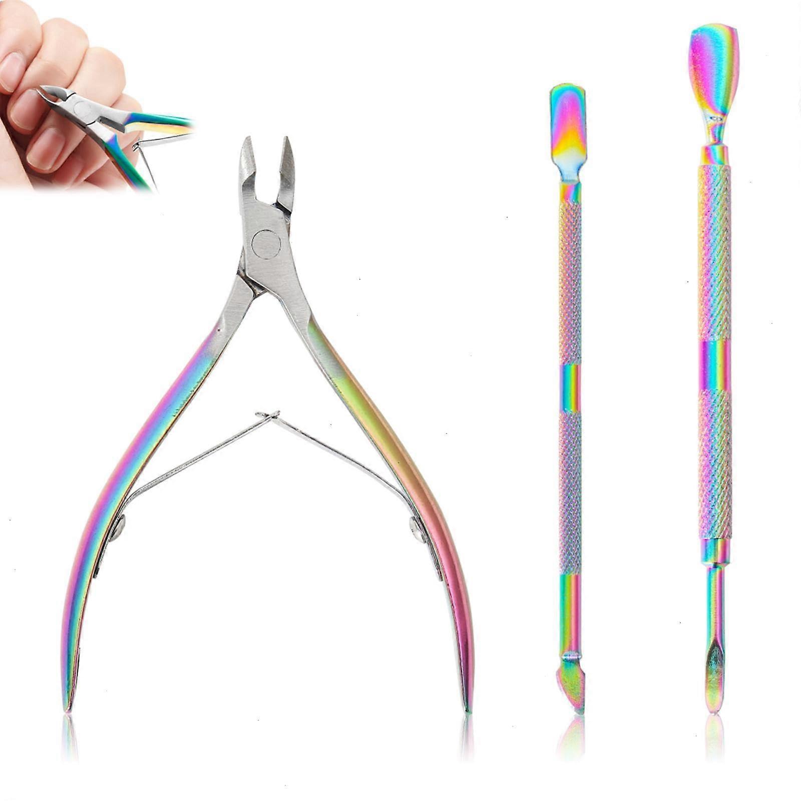 Professional Cuticle Nipper and Pusher Set with Durable Sharp Blades for Manicure Pedicure