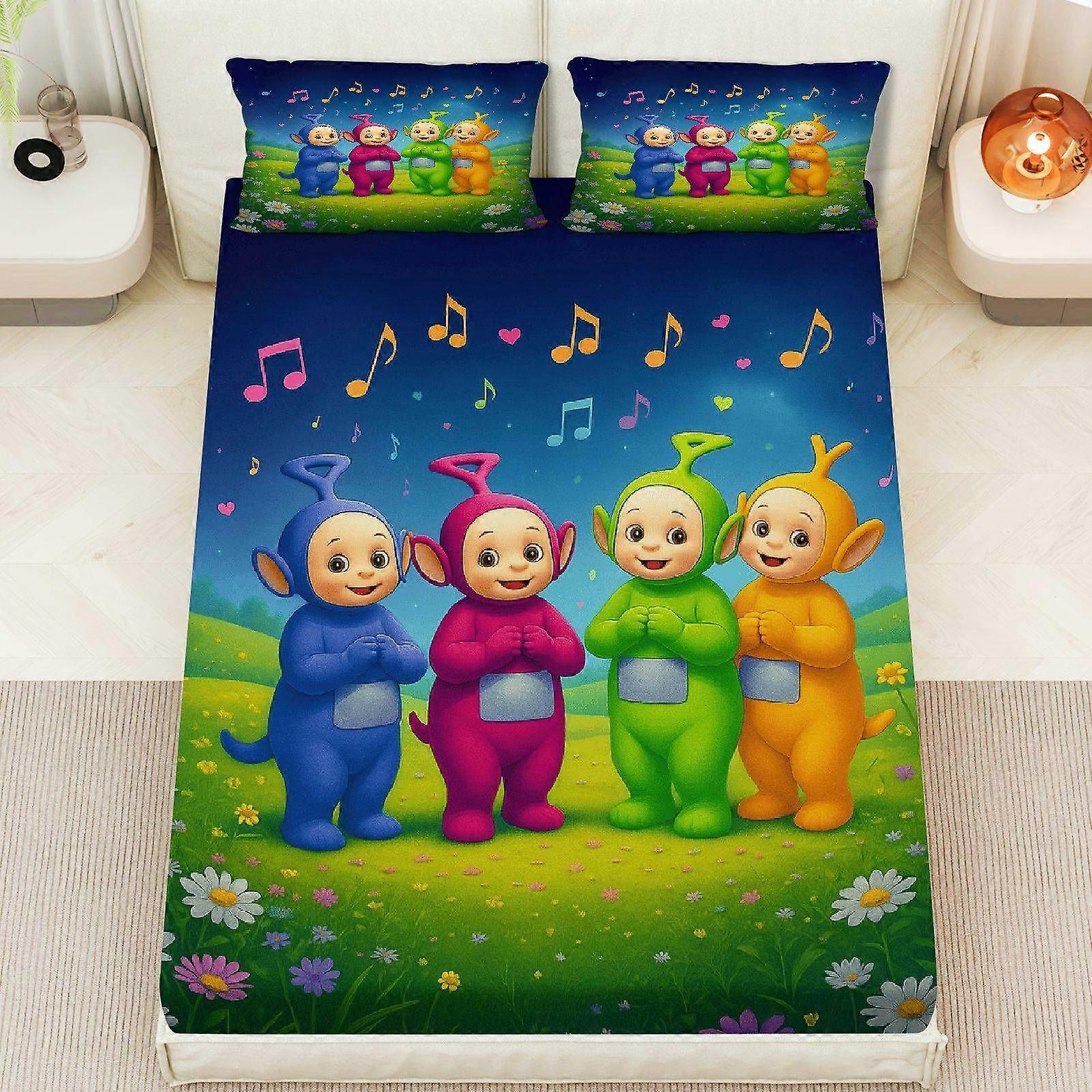 3pcs Musical Characters Fitted Sheet Set - Soft Breathable Polyester