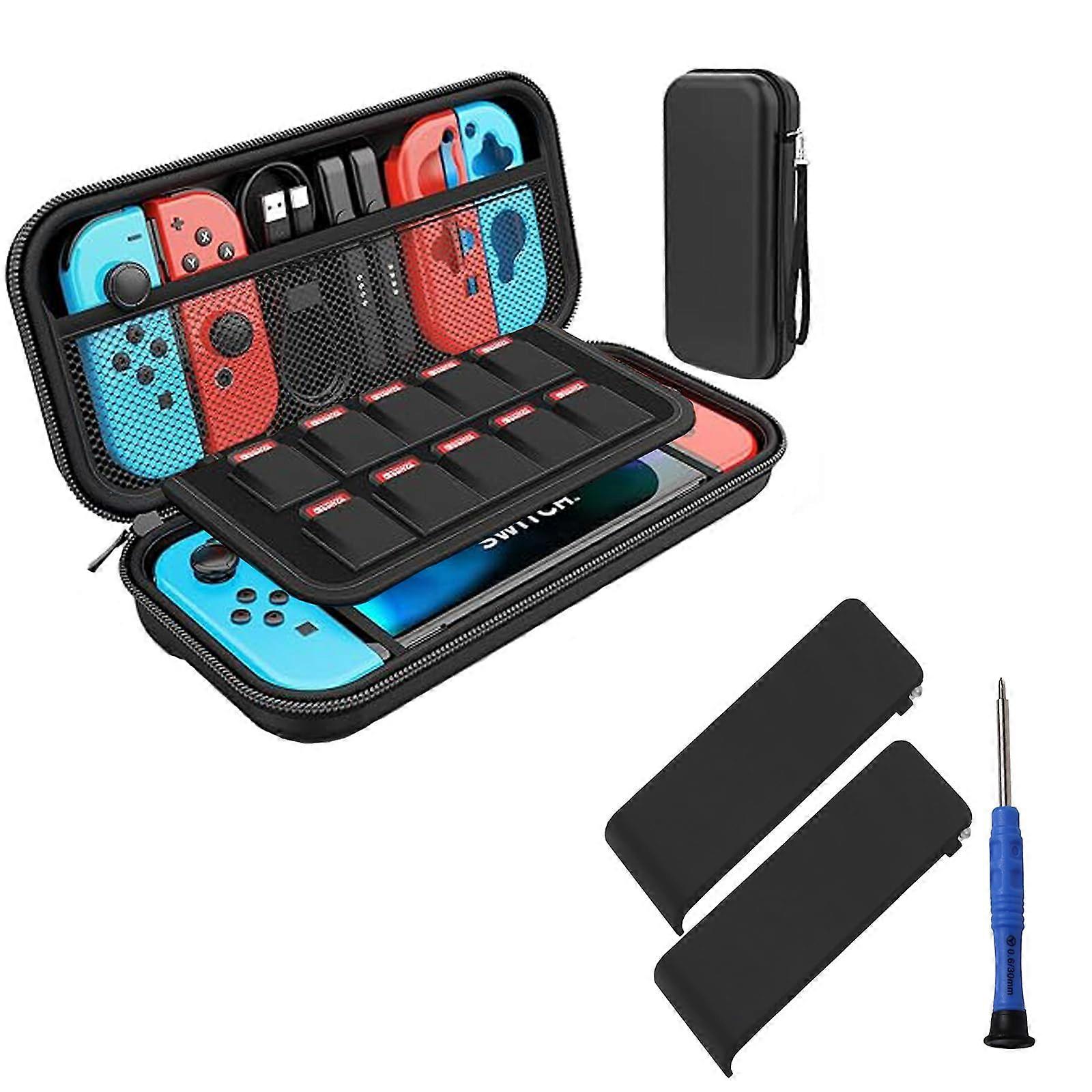 Carrying Case for Nintendo Switch with Game Card Slots and 2 Kickstand Replacement Brackets