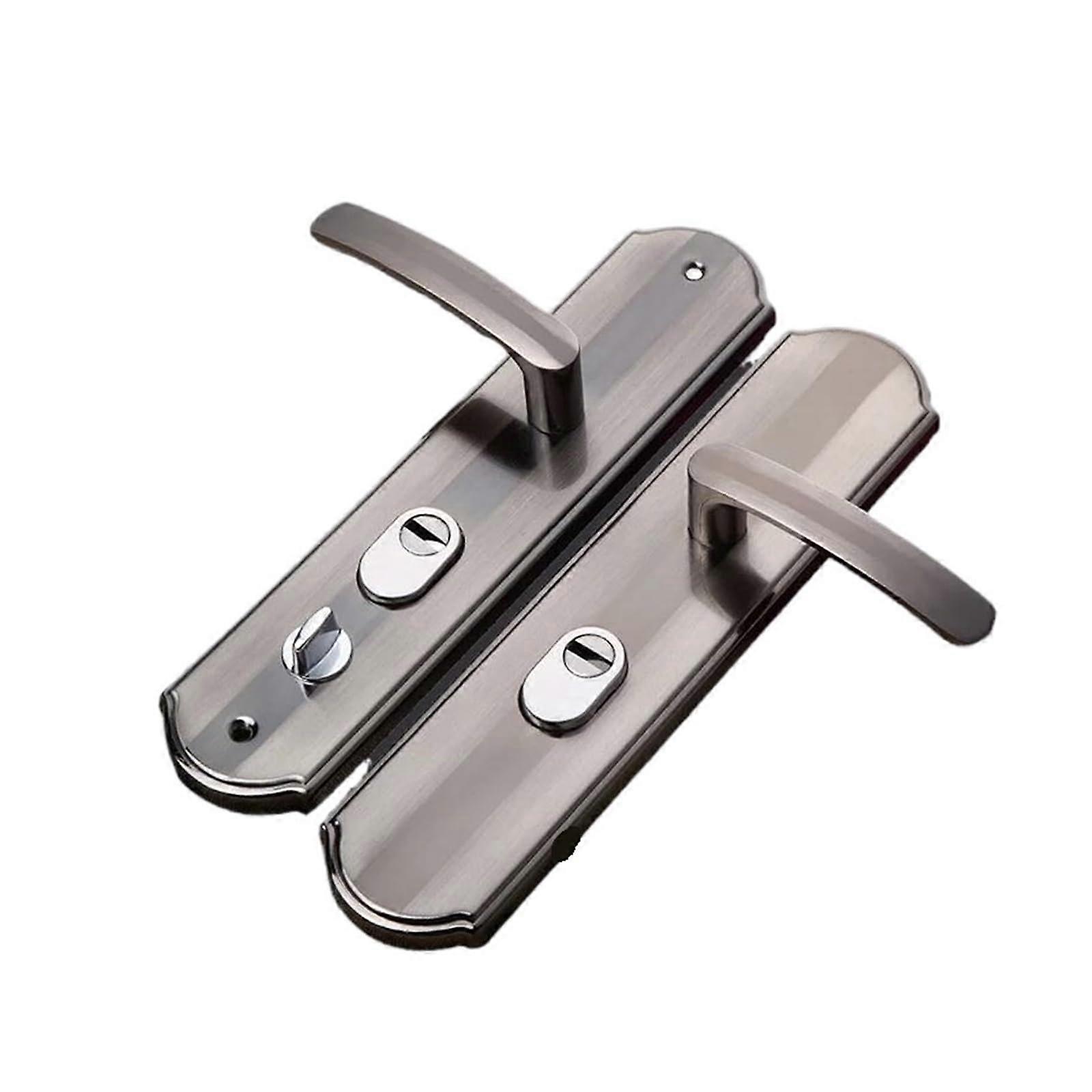Aluminium Alloy Door Handle Set with Builtin Security Lock, Universal Lock Panel for Double Doors
