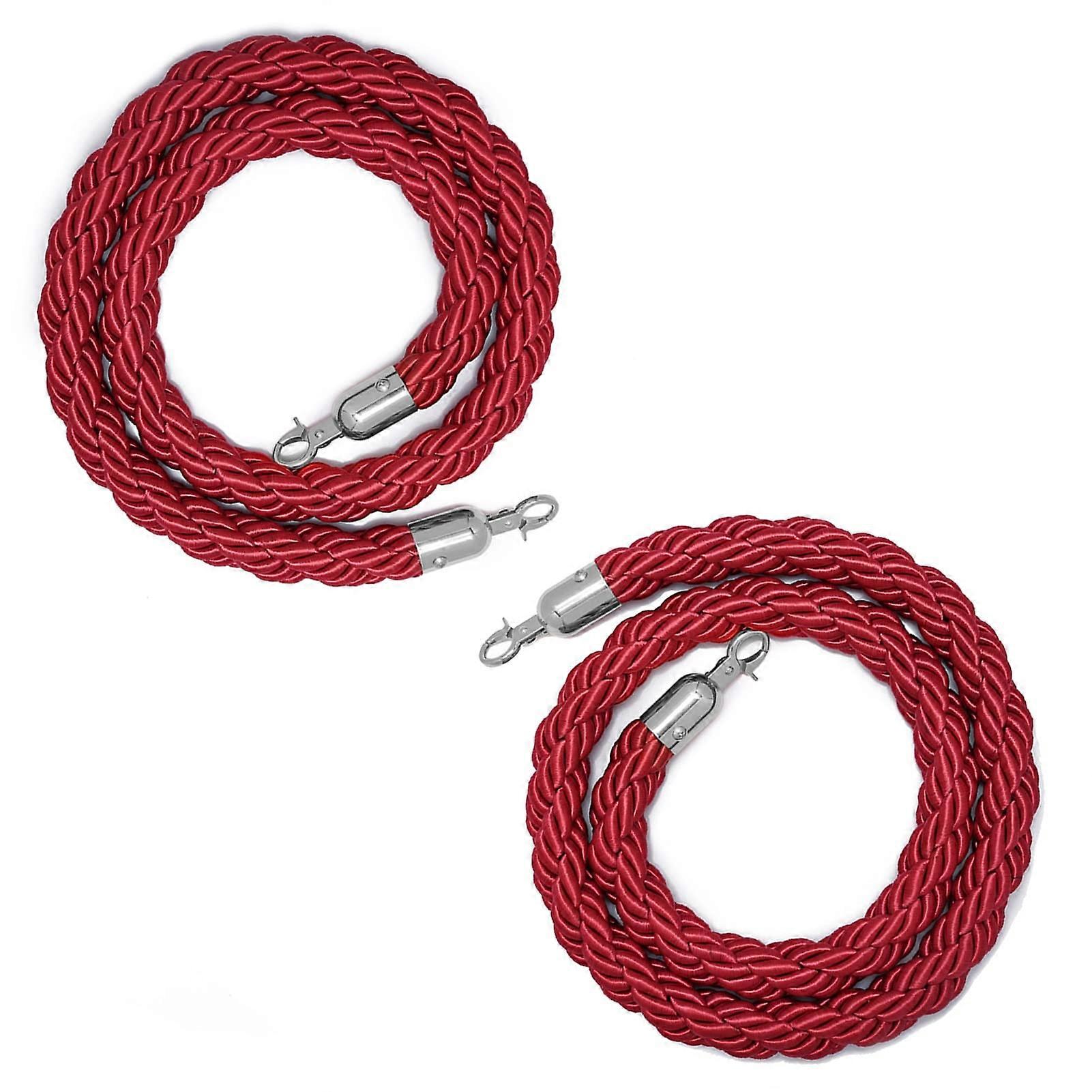 Red Braided Stanchion Rope with RustResistant Metal Hooks for VIP Queue and Event Crowd Control
