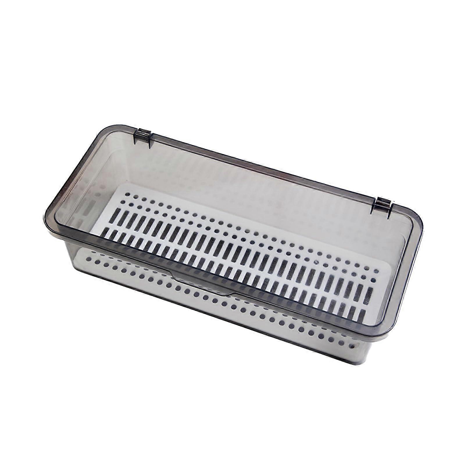 Silverware Organizer with Dustproof Lid, Stackable Cutlery Tray with Drainage Holes, 3 Pack
