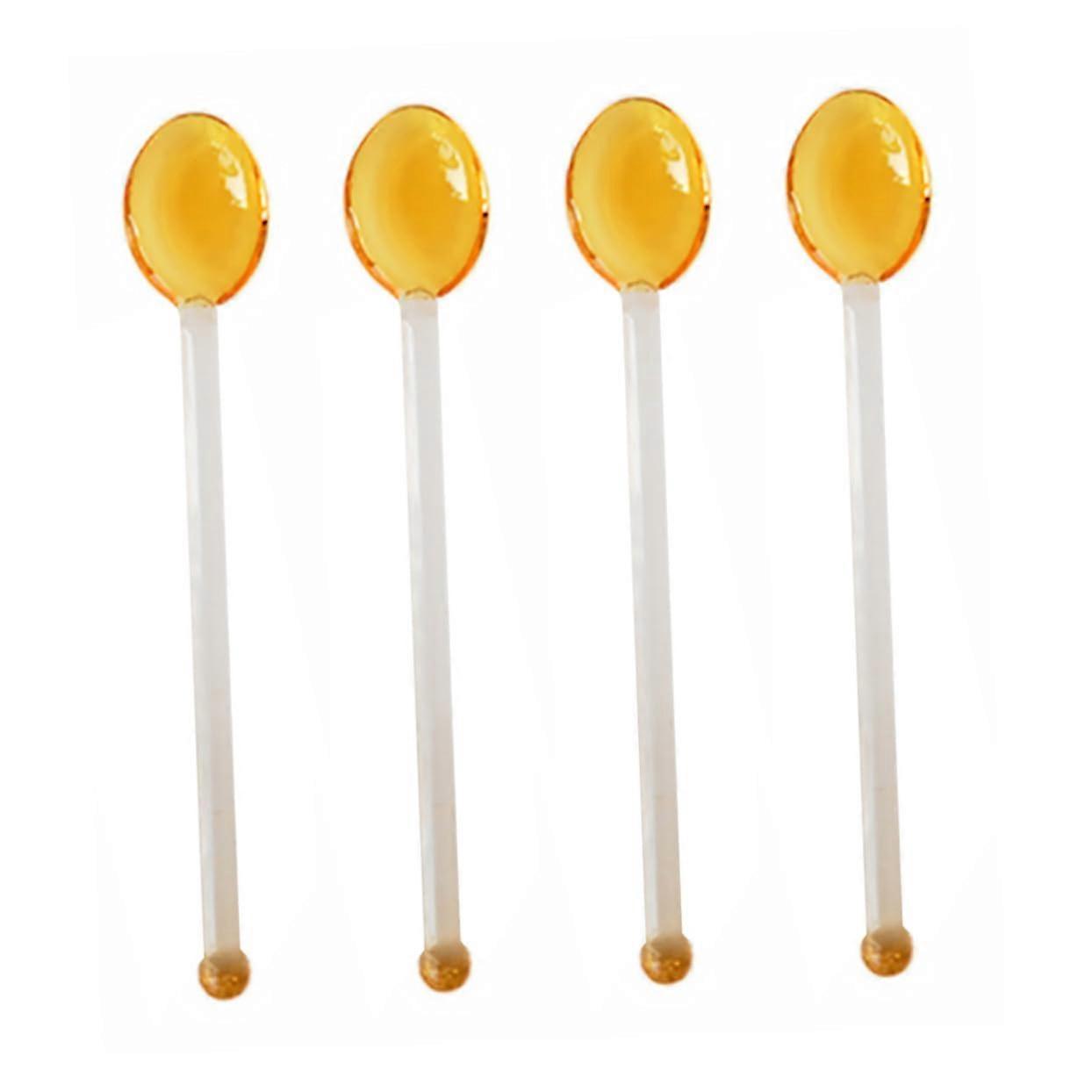 4 Pcs Heat Resistant Long Handle Glass Coffee Spoons Clear Dessert Spoons for Tea Sugar Mixing