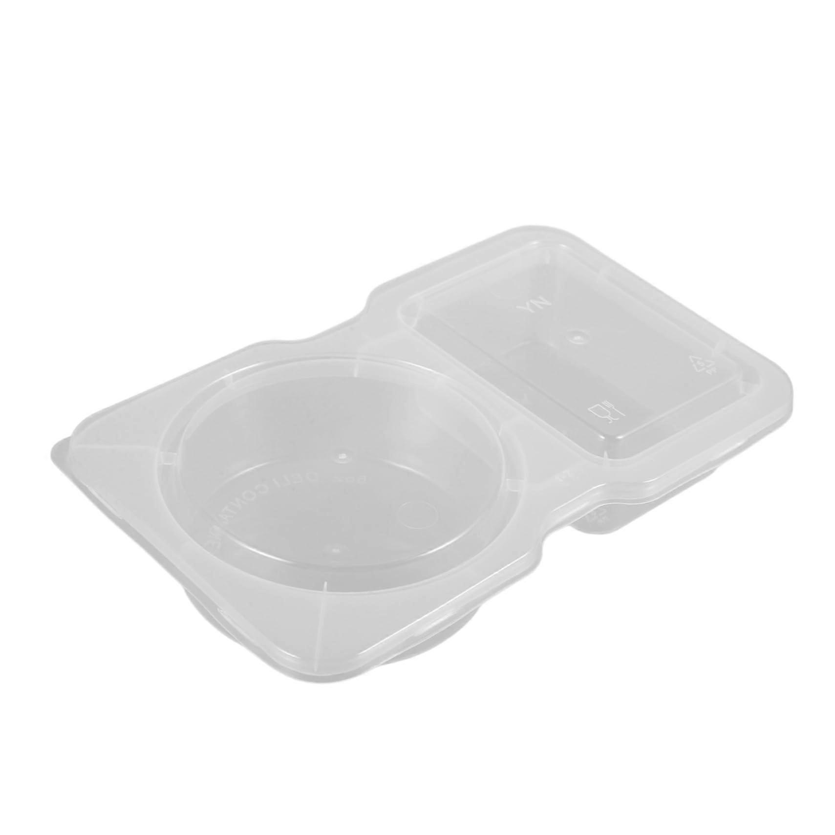 50pcs Leakproof Double Compartment Condiment Containers with Lids for Salad Dressing and Sauces