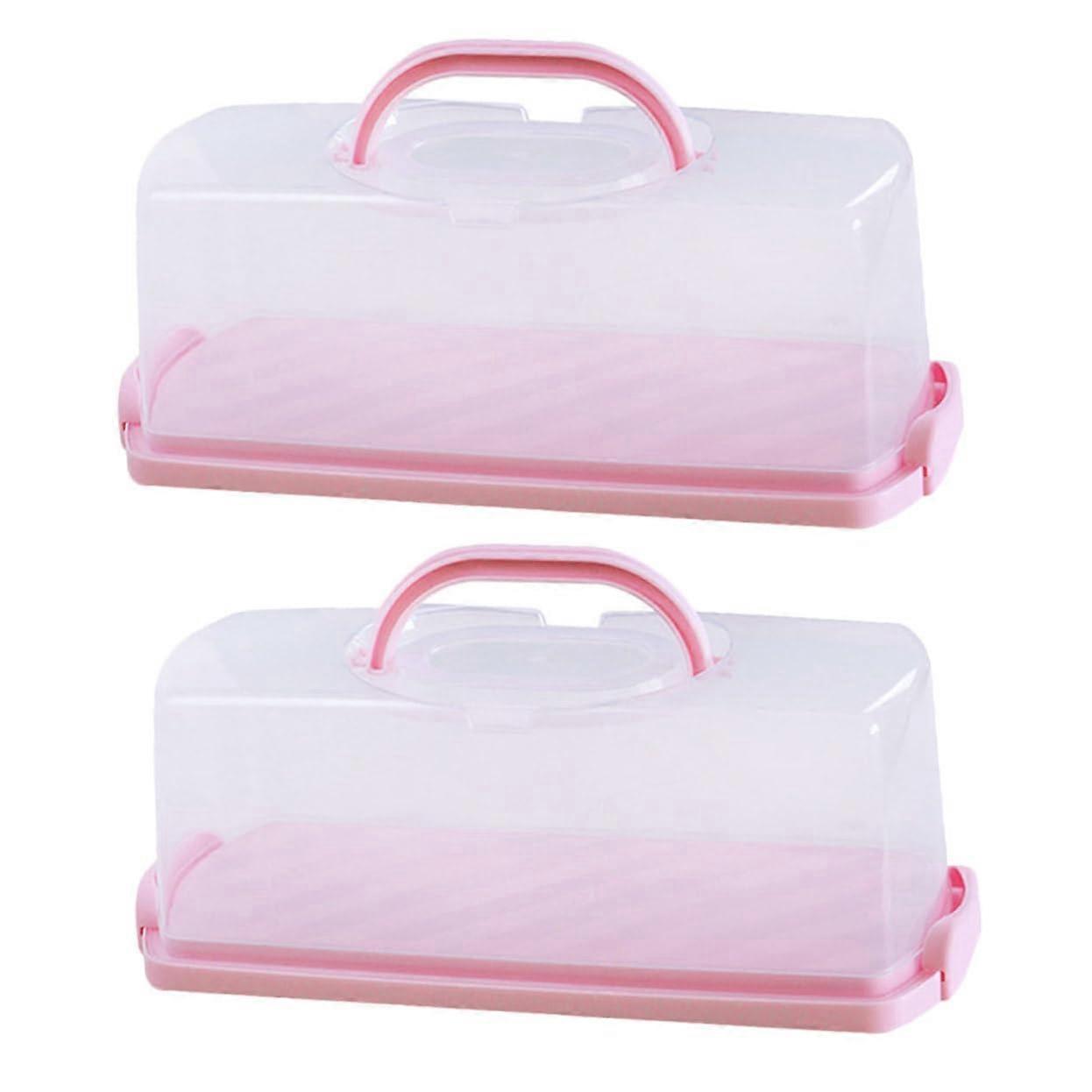 2pcs Plastic Bread Storage Container with Clear Lid Keeps Bread Fresh Reusable Loaf Cake Box