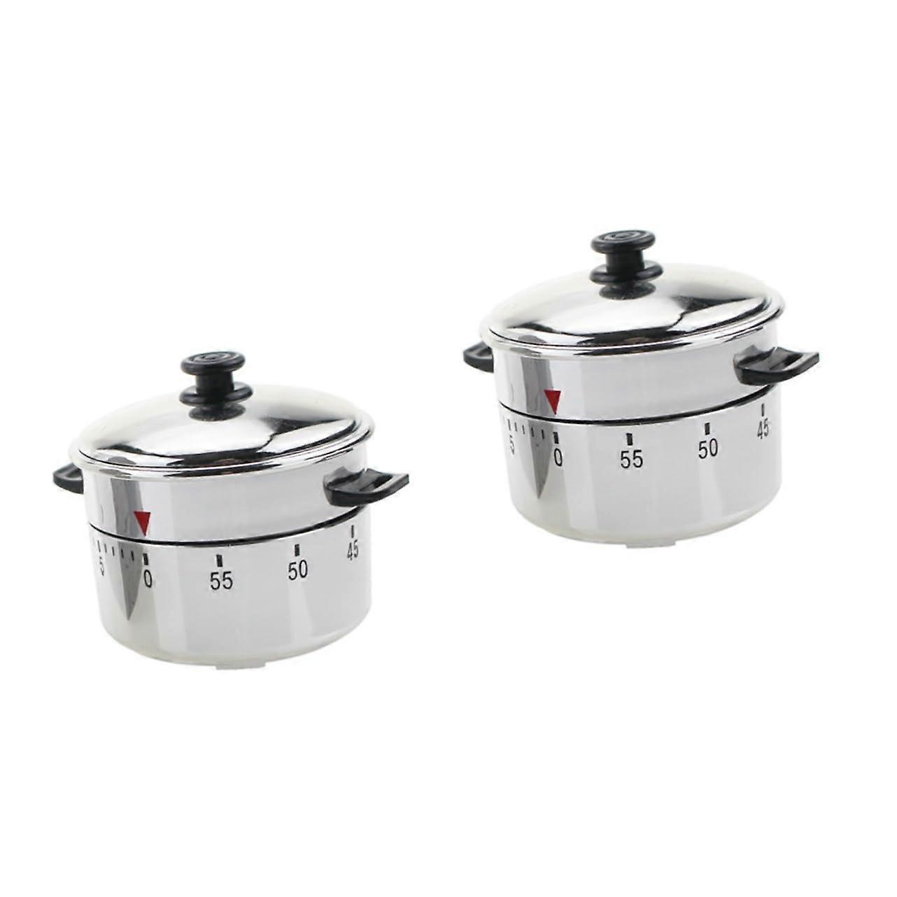 2pcs Kitchen Timer Mechanical Cooking Countdown with Loud Alarm Pressure Cooker Shape 60 Minutes