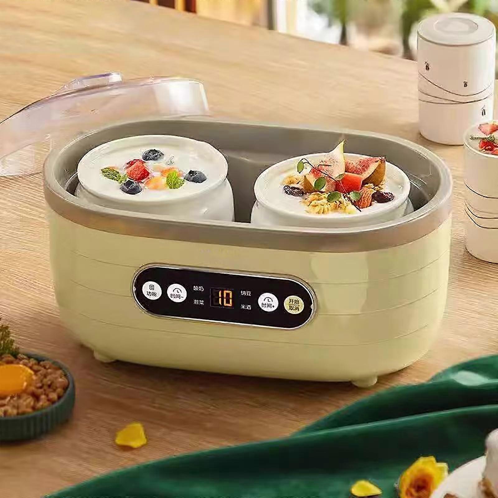 Electric Greek Yogurt Maker with 2 Large and 6 Small Cups, Adjustable Time, Constant Temperature