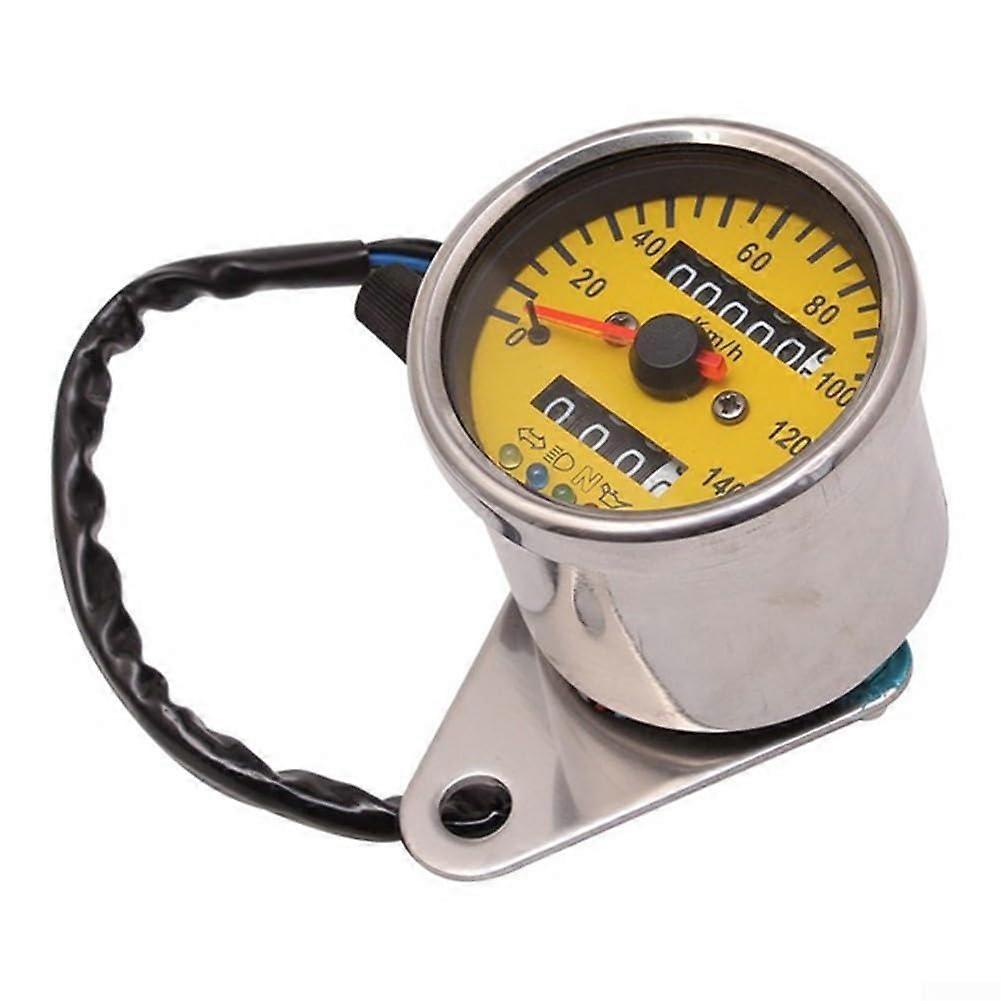 Waterproof Dual Odometer Motorcycle Speedometer with AntiGlare LED Display Yellow Plating