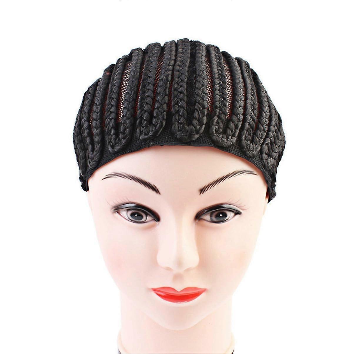 2pcs Elastic Cornrow Wig Cap with Combs for Wig Making, Soft Breathable Braided Mesh