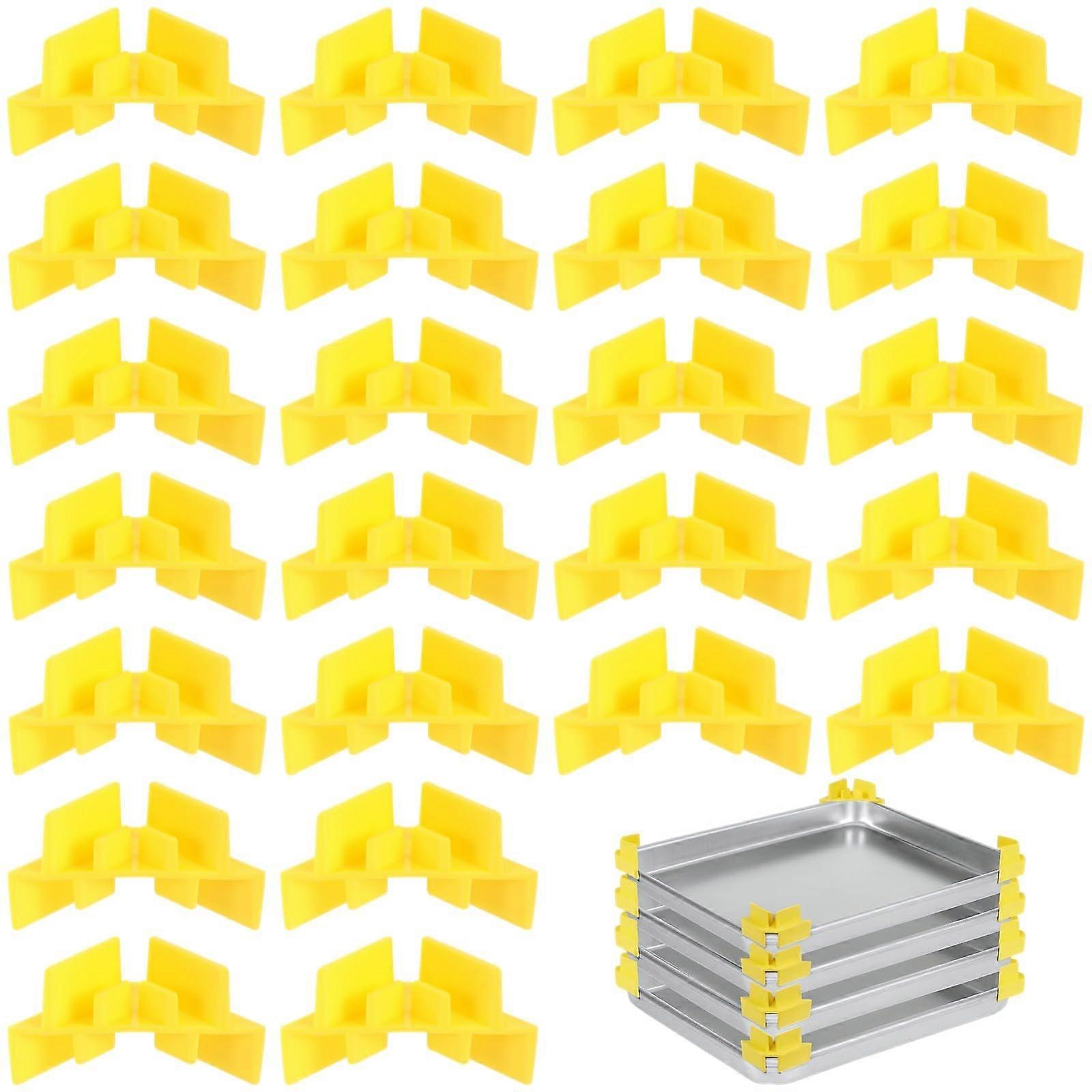 Freeze Dryer Tray Stackers Compatible with Harvest Right Trays, 24 Pcs Yellow Plastic, Space Saving