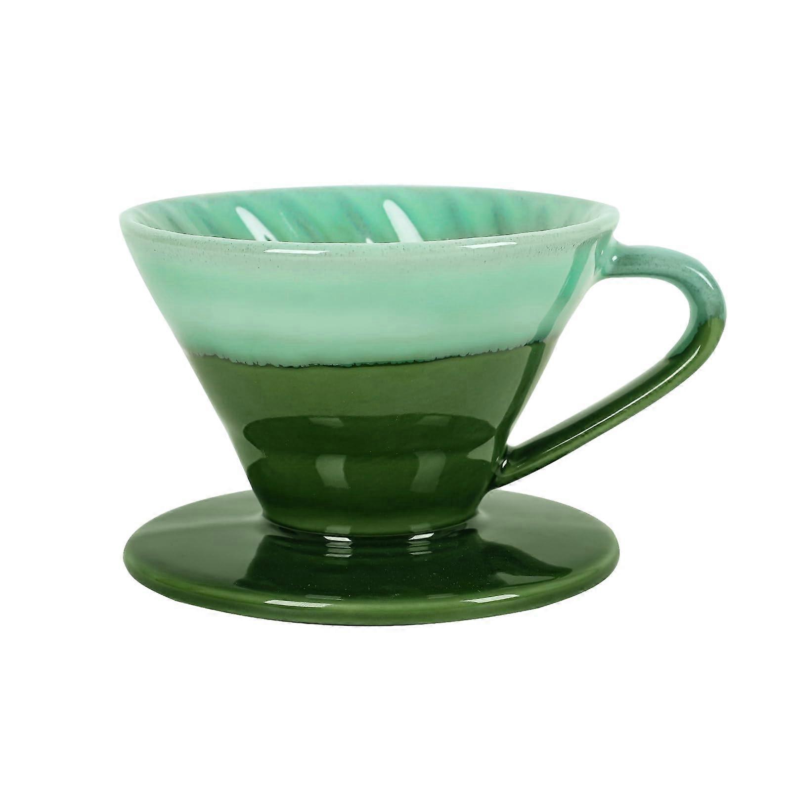 Pour Over Coffee Dripper 4 Cup Ceramic Maker with Consistent SingleHole Extraction Green