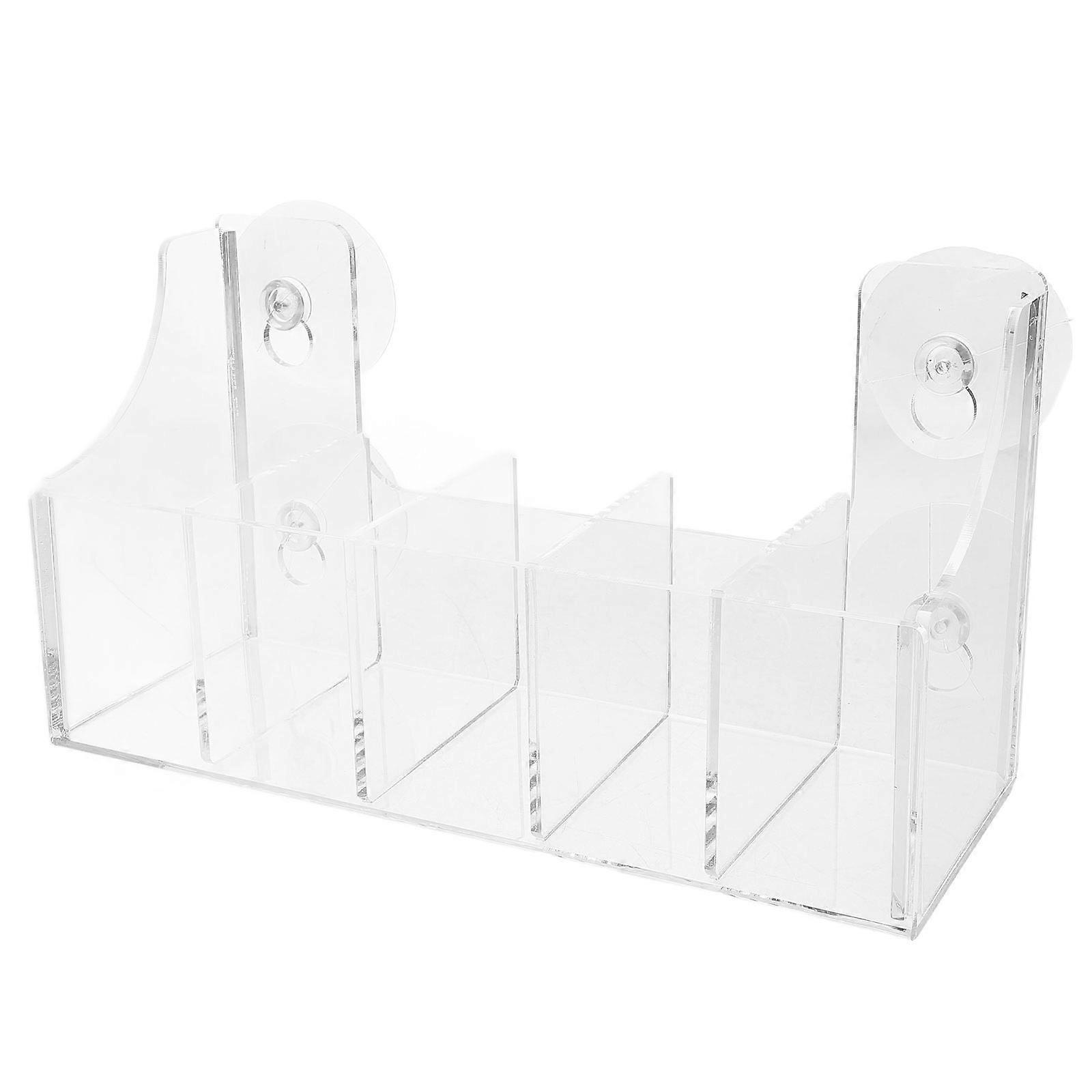 Transparent Suction Cup Storage Rack Acrylic Fridge Organizer with 5 Compartments