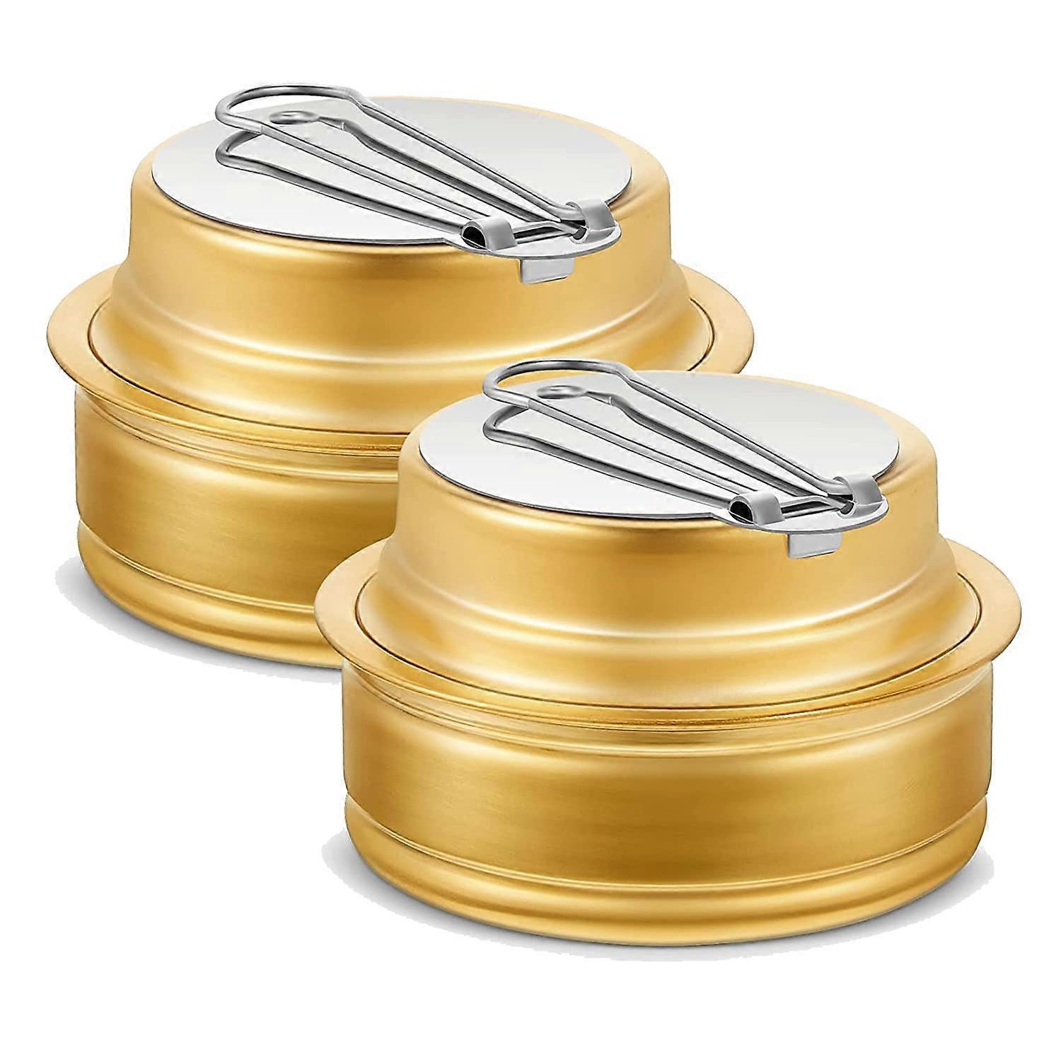 2 Pcs Camping Alcohol Stove Brass Backpacking Burner with LeakProof Cap and Foldable Handle