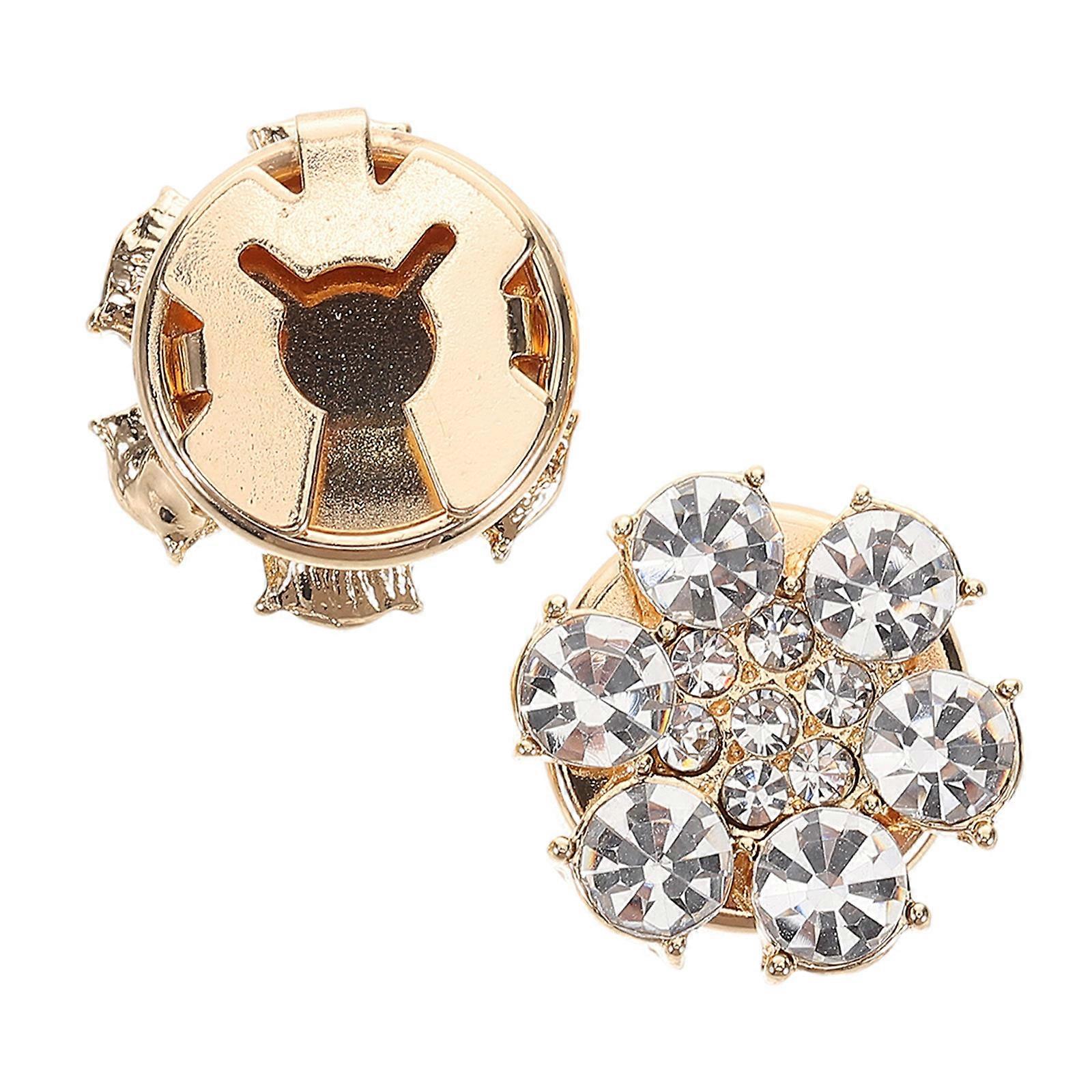 Flower Cufflinks Alloy Material for Clothes Decor 2Pcs Rhinestone Buttons