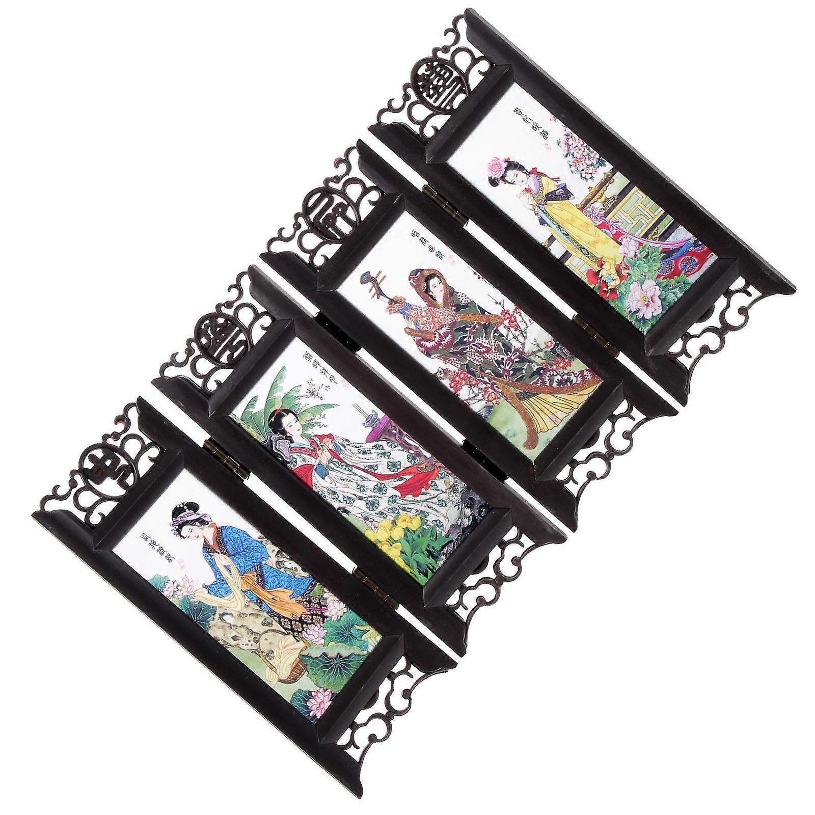 Four Great Chinese Style Folding Screen Resin Panel for Decoration