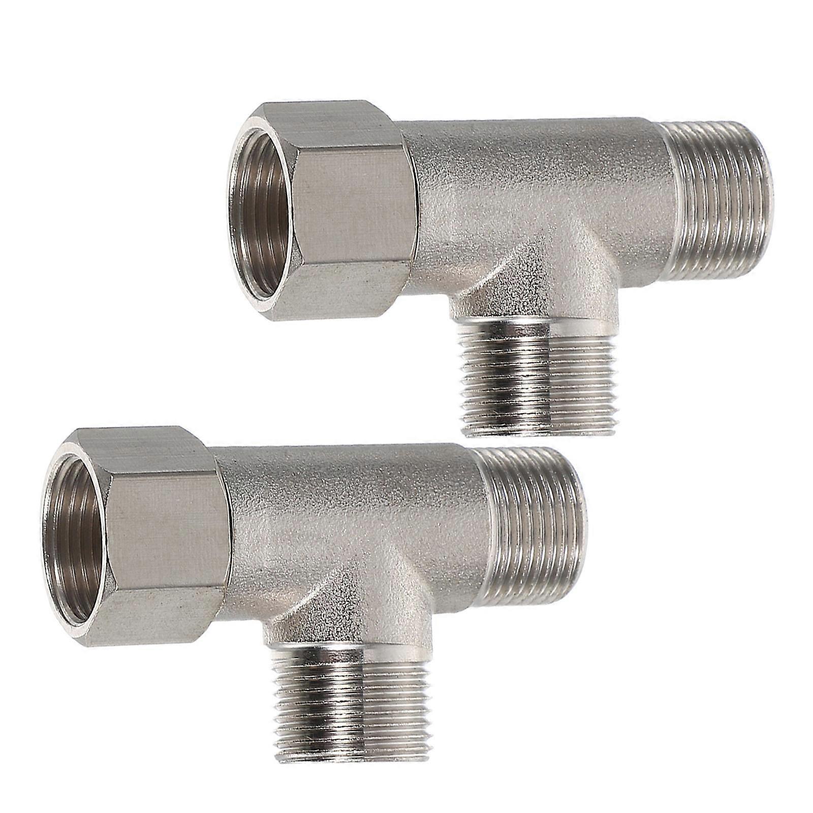 Three Way Connector Tee Pipe Fitting for Quick Connect 2Pcs Home Use