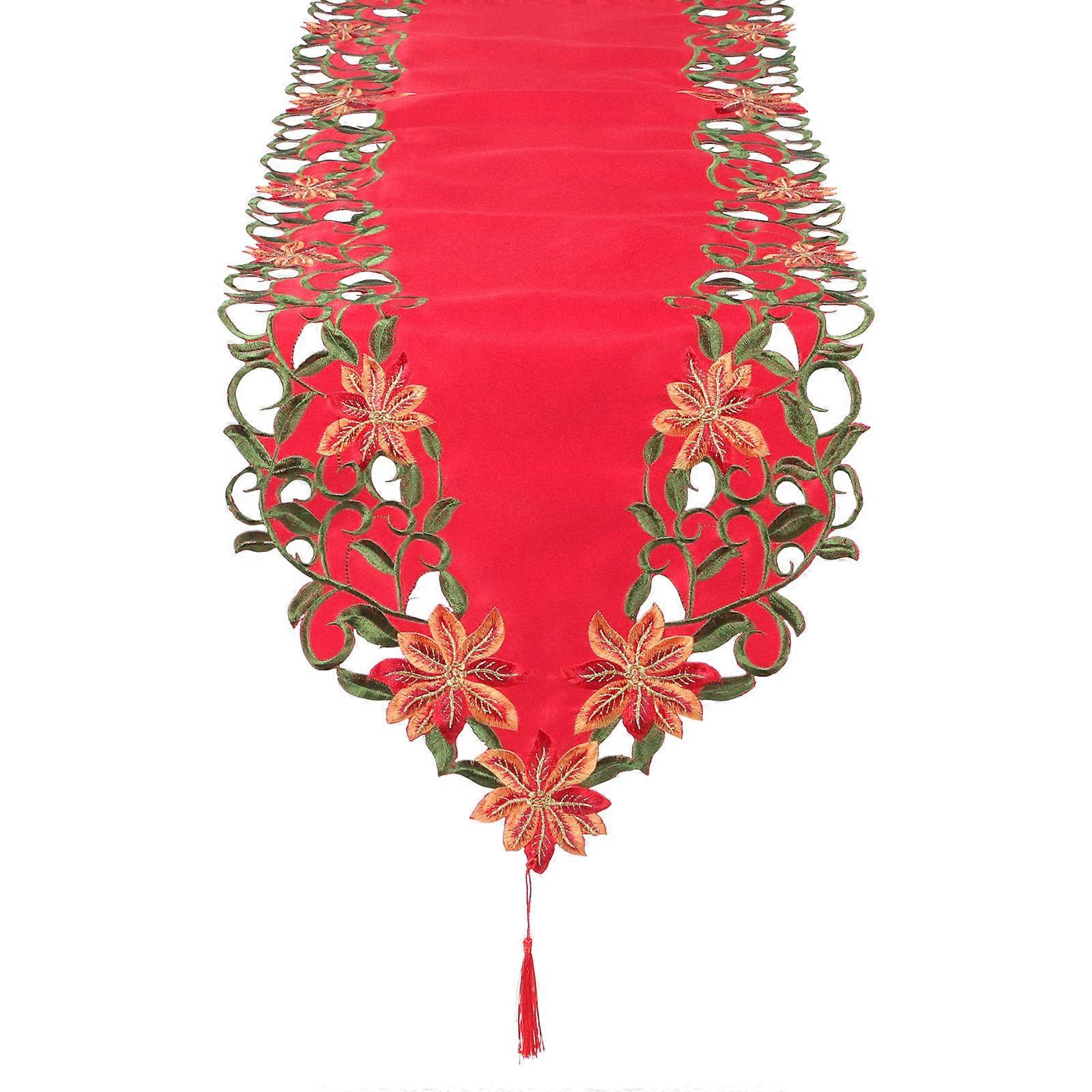 Xmas Table Runner Red Rectangular Protective Layer 176x38cm Decoration 1Set
