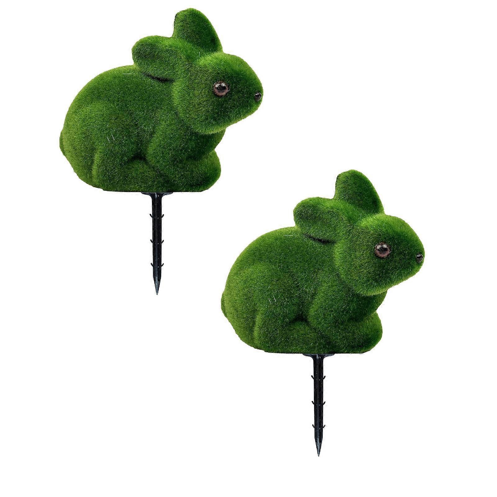 Rabbit Shape Insert Rabbit Simulation Green Insert Potted Easter Bunny Suitable For Easter Decoration Indoor Desk Style (3D Style) 2PCS