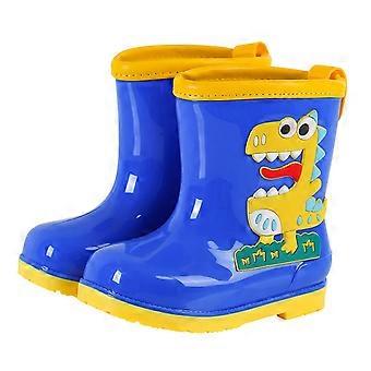 Kinderregenschoenen met cartoon dinosaurusprint, instaplaarzen, antislip PVC regenlaarzen voor meisjes en jongens, peuterlaarzen, blauw, 5-6 jaar